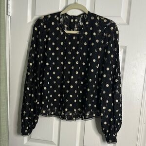 Black and Cream Lace Polka Dot Women's Top